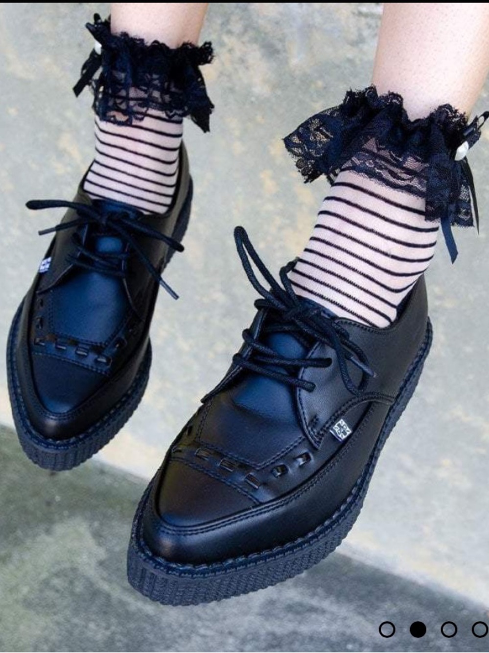 T.U.K Black Platform Creeper Loafers - Lace-Up